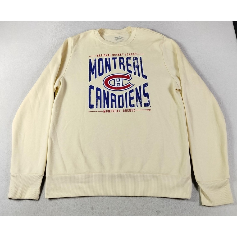 Majestic Threads Montreal Canadiens Sweatshirt Mens Large Beige NHL Hockey